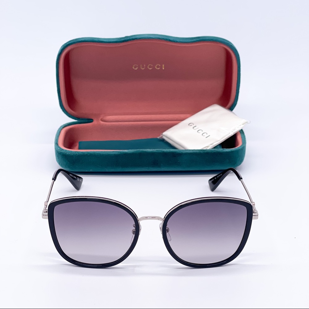 NEW GUCCI GG0606SK 002 SUNGLASSES GUCCI CAT EYE FRAME - Picture 3 of 14
